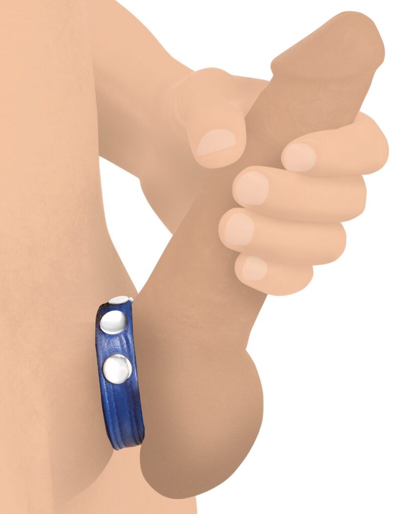 Leather Speed Snap Cock Ring – Blue