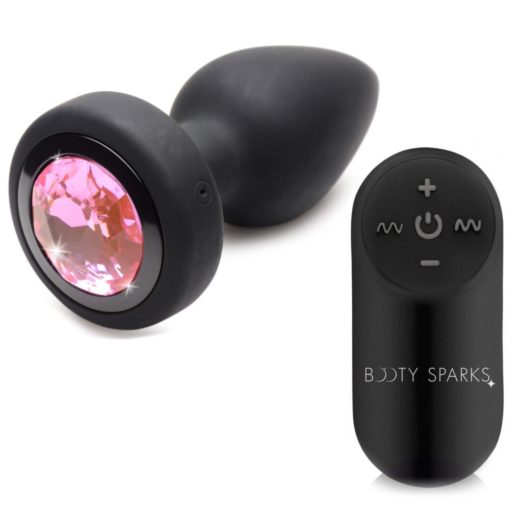 28X Vibrating Silicone Pink Gem Anal Plug – Small