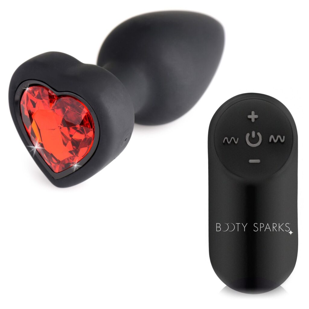 28X Vibrating Silicone Red Heart Anal Plug – Small