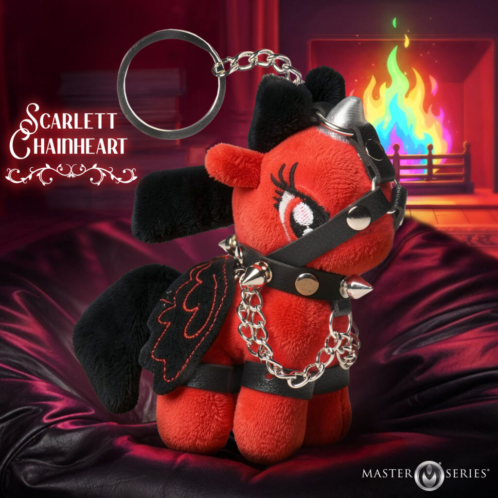 Scarlett Chainheart Bondage Pony Keychain – Red