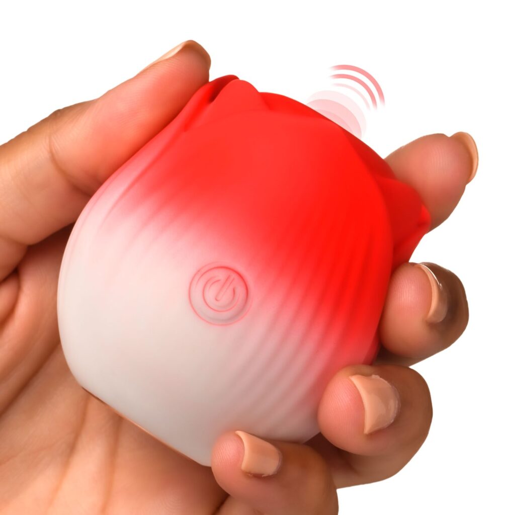 Pulsing Petals Throbbing Rose Clit Stimulator – Red