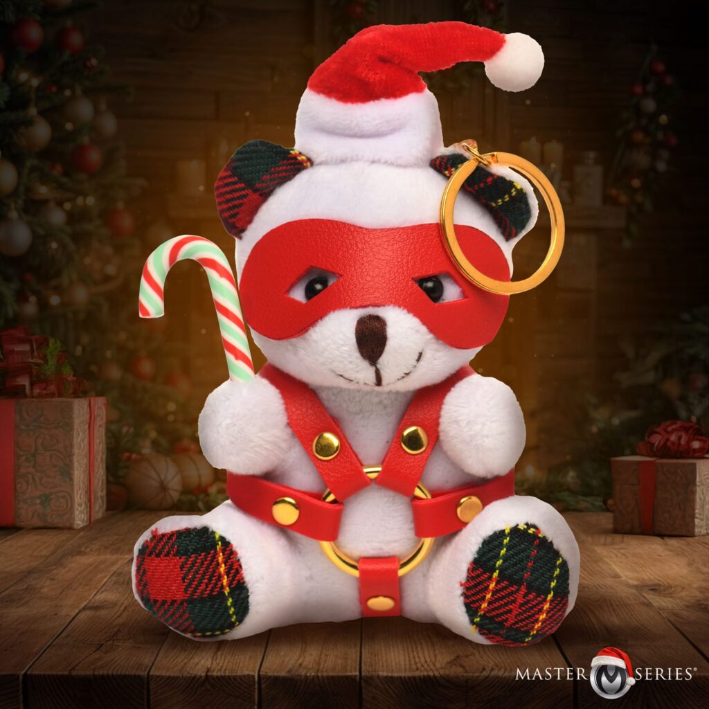 Holiday Bondage Bear Keychain – White