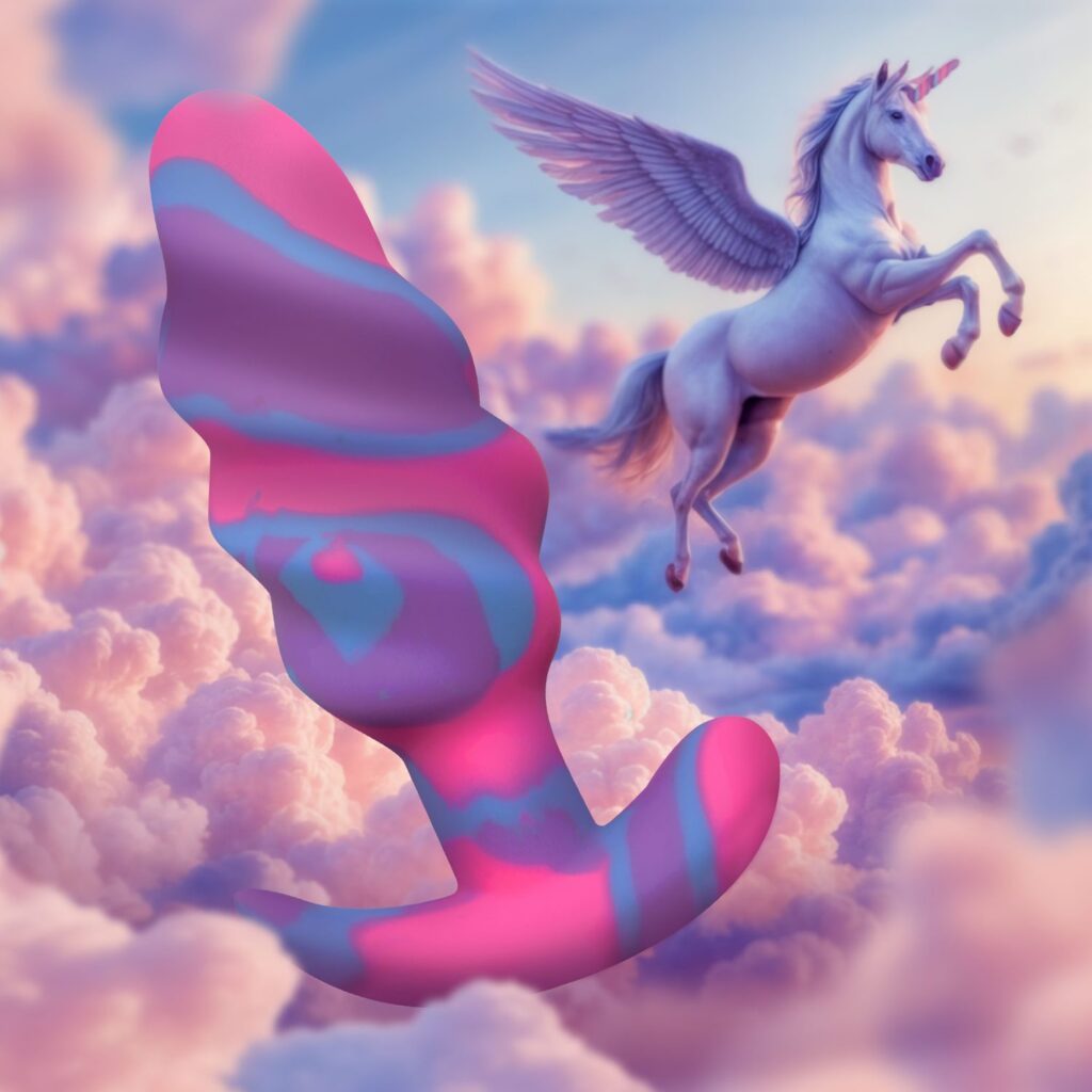 Unicorn Swirl Silicone Butt Plug – Med