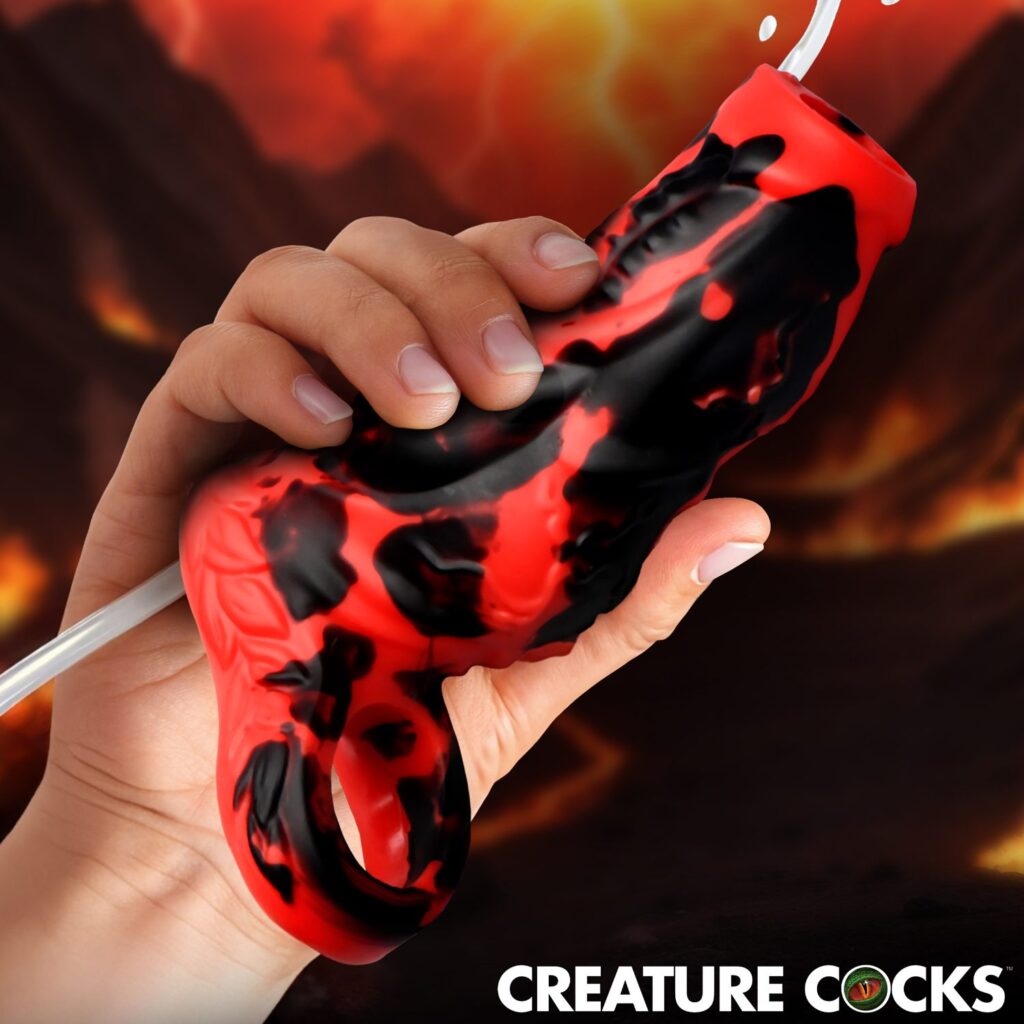 Hell Hound Squirting Silicone Penis Enhancer – Red