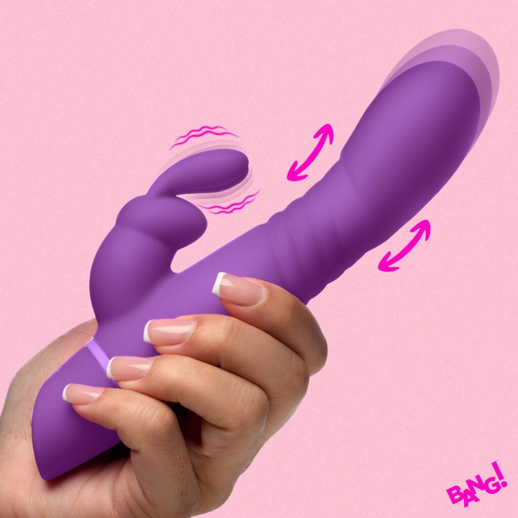 Thrusting Silicone Rabbit Vibrator – Purple