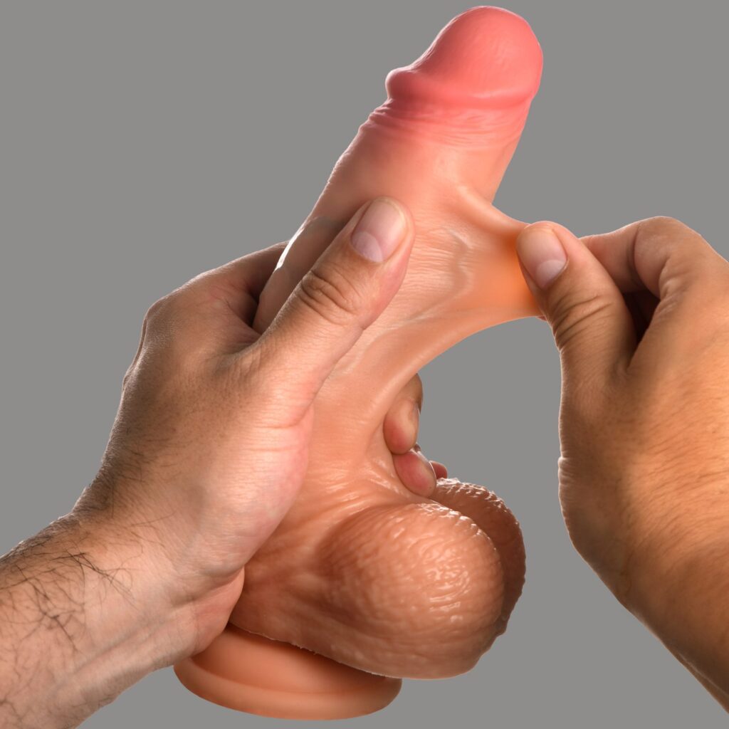 Real Skin Silicone Dildo with Balls – 8 Inch