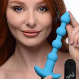 Remote Control Vibrating Silicone Anal Beads - Blue